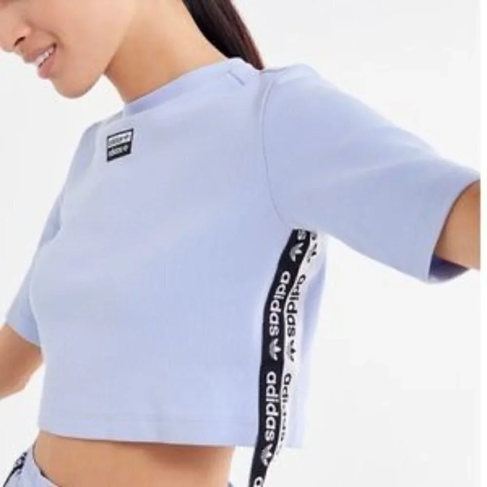 Adidas Originals Reveal Your Voice Ribbed Logo Tape Crop Top - Picture 1 of 10